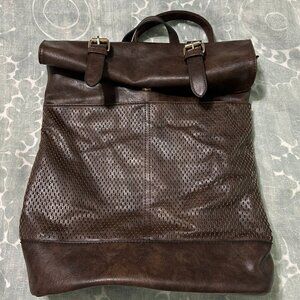 Brown Faux Leather Backpack Purse Laser Cut
